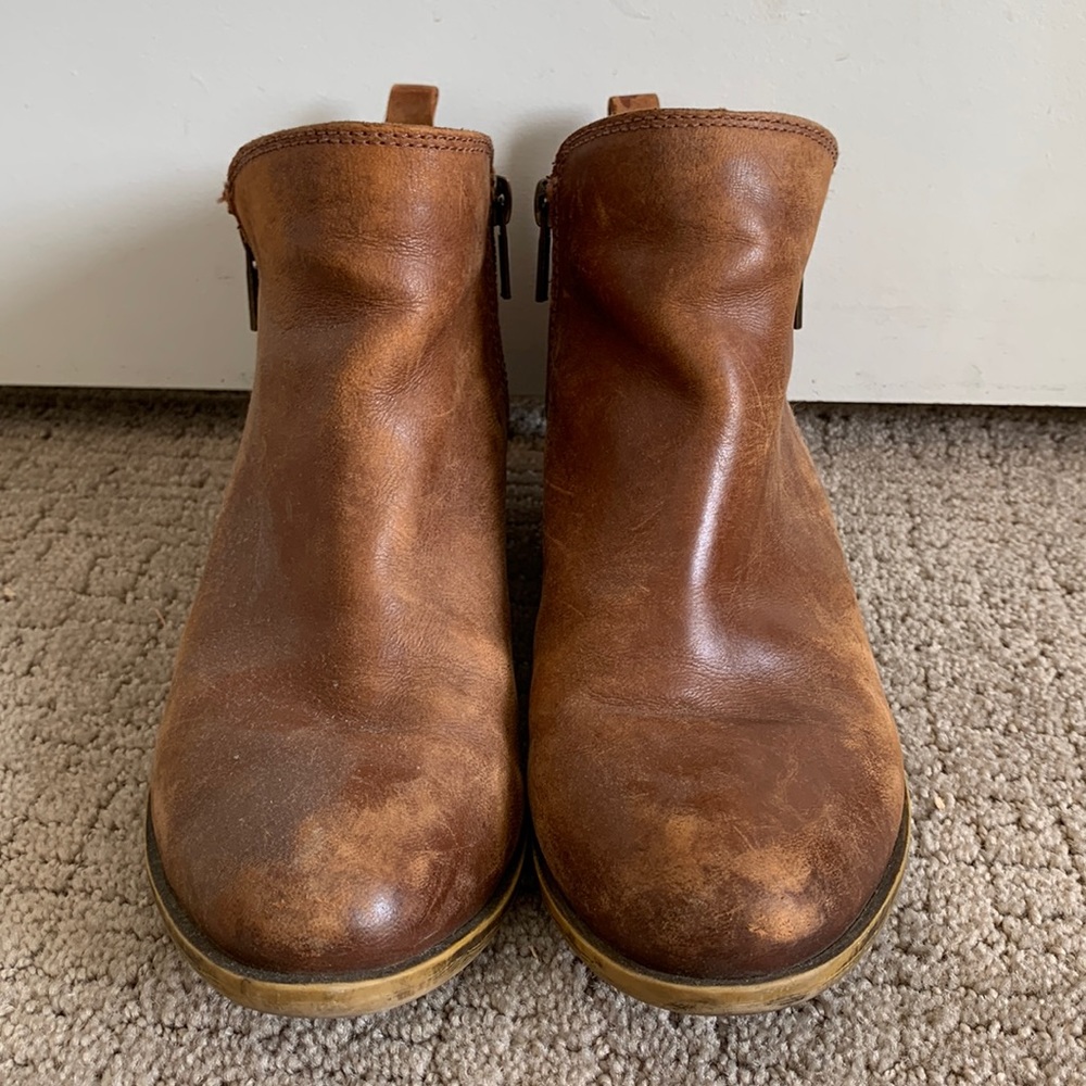 Lucky Brand Chestnut Brown Leather Ankle Booties